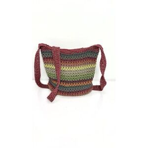 The SAK Crochet Striped Bag Crossbody Purse Knit Boho Rainbow Hippie Clean